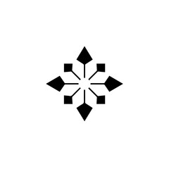 A minimalist and elegant black abstract geometric star or snowflake symbol, perfect for modern branding, digital icons, and decorative graphic design projects.