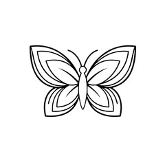 An elegant, minimalist line art illustration of a beautiful butterfly, featuring intricate layered wing patterns, perfect for decorative designs and creative projects.