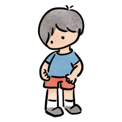 Watercolor boy student, children.  illustration