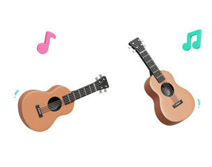 Fototapeta premium 클래식 어쿠스틱 기타와 음표 Classic Acoustic Guitar and Music Note