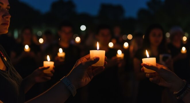 Candlelight vigil for human rights day celebration and awareness - Powered by Adobe