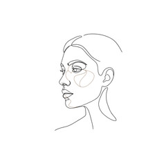 Elegant woman face profile line art silhouette