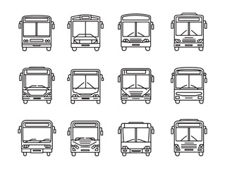 City Bus Front View Line Art Illustration