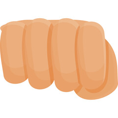 Fist Punch Gesture A Close up Front View Of A Cartoon Style Peach Colored Human Hand Showing The Back Of The Knuckles And Fingers In A Transparent Background