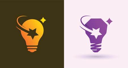 Swoosh Star Light Bulb Idea Innovation Logo   © Sakibart
