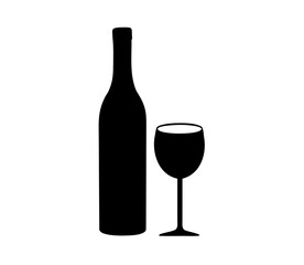Wine bottle with wine glass icon isolated on white background. Vector illustration.