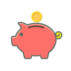 Piggy bank icon. Piggy bank saving money symbol. Baby pig piggy bank. vector illustration