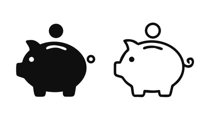 Piggy bank icon. Piggy bank saving money icon in different style. Baby pig piggy bank. vector illustration