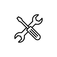 Spanner and Screwdriver icon in line style, Repair symbol isolated on white background, Tools icon, service and repair business concept