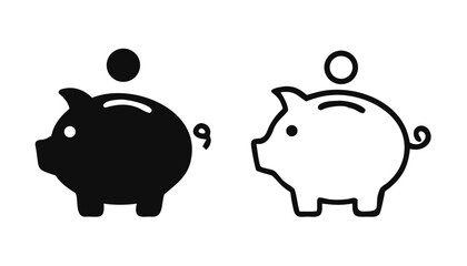 Piggy bank icon. Piggy bank saving money icon in different style. Baby pig piggy bank. vector illustration