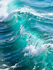 Obraz premium Ocean wave texture, close-up water reflections, bright turquoise tones