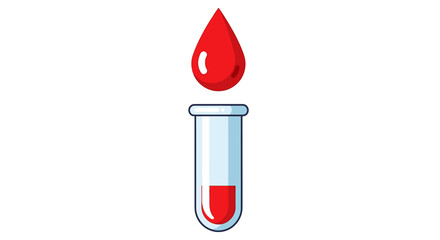 A concise educational graphic illustrating a blood sample in a test tube with a vibrant red drop, perfect for conveying concepts in health sciences and medical education