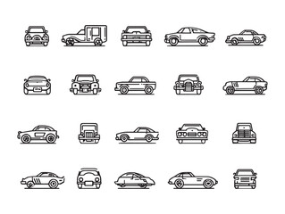 Obraz premium Classic Car Line Art Retro Automotive Charm