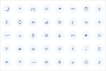 Sleep  Sleep Tech Icons Pack &mdash; 40 Relaxation, Dream, Night  Smart Sleep Symbols (Duotone Outline)