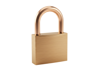 Golden padlock PNG isolated on transparent background, security and protection concept for graphic design and web projects