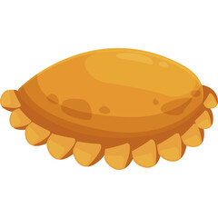 Golden Baked Savory Pastry With Fluted Edges Isolated On White Background