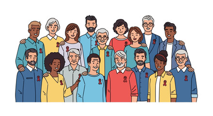 Diverse community members uniting for a shared cause, advocating for public health education and collective well-being to foster understanding and support