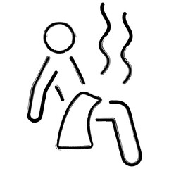 sauna icon, brush strokes, vector illustration on white background.