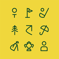 Very simple golf icon set element for sport, hobby, leisure, community, club, team,  website, and retail shop merchandise