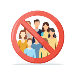 No Crowds Sign Social Distancing and Public Gathering Prohibition Symbol Vector
