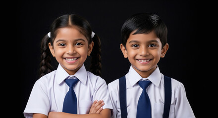 Happy Indian School Children Smiling at Camera