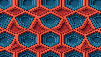 blue and red geometric tile pattern background