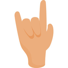Human Hand Gesturing Rock And Roll Sign with Index Finger And Pinky Finger Raised Against Transparent Background