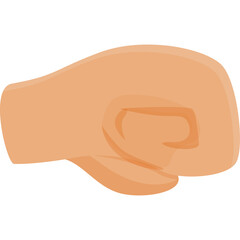 Human fist gesture in a neutral skin tone shown from the side on a transparent background representing strength and determination.