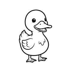 Cute Duck Outline PNG | Baby Duckling Vector | Cartoon Bird Illustration