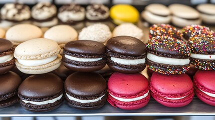 Rows of different flavors of amiss made whoopie pies