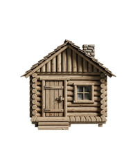Cozy handcrafted log cabin evoking rustic charm and simple living, perfect for nature retreats and storybook illustrations with a touch of fairytale magic