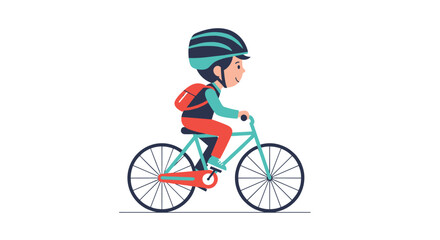 Obraz premium Young person wearing helmet and backpack riding a bicycle for outdoor recreation and healthy lifestyle activity