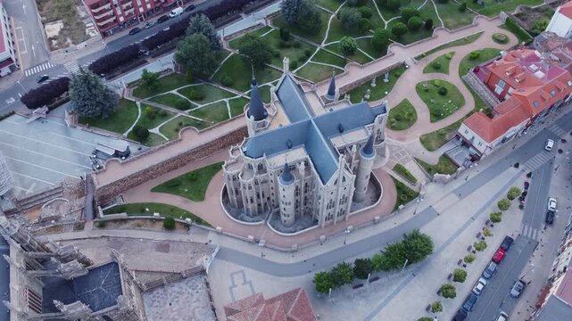 Castilian Charm - Aerial View of Astorga during Summer in Spain