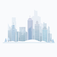 Obraz premium Calm Atmospheric Winter Cityscape Vector Design