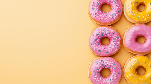 Retro Synthwave National Donut Day Celebration in America with Golden Gradient Background