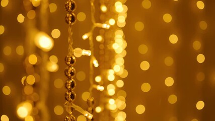 Golden christmas lights with bokeh show festive holiday background this is a great warm and magical new year celebration this is a very beautiful and shiny abstract decoration - Powered by Adobe