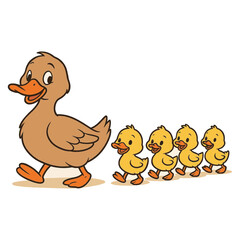 mother duck with ducklings