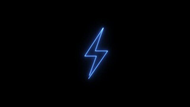 Glowing neon thunder bolt sign. Light Energy Ecology Background. Electric power energy concept.