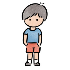 Watercolor boy student, children.  illustration