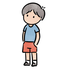 Watercolor boy student, children.  illustration