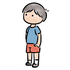 Watercolor boy student, children.  illustration