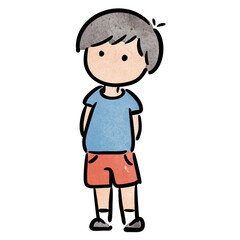 Watercolor boy student, children.  illustration