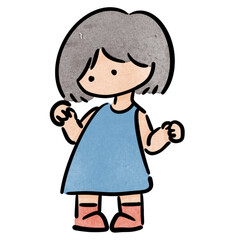 Watercolor girl student, children.  illustration