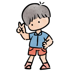Watercolor boy student, children.  illustration