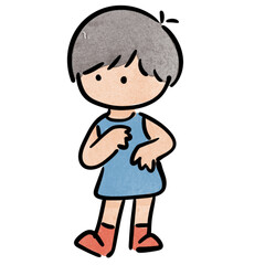 Watercolor girl student, children.  illustration