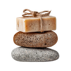 Natural soap bar on pumice stones