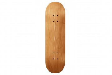 Wooden skateboard deck for extreme sports and recreation equipment design, transparent background