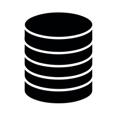 Black Database Icon Vector Illustration Simple Stacked Cylinder Silhouette