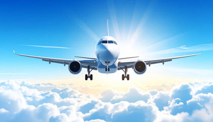 Obraz premium Airplane Flying Above Clouds