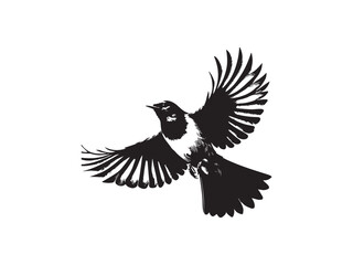 Fototapeta premium Flying Bird with Leaves – Forest Silhouette Illustration
